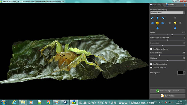 3D image of spider with Helicon Software LM macroscope